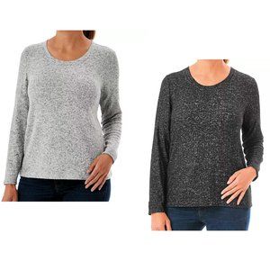 Set of 2 Member's Mark Soft Brushed Relaxed Fit Long Sleeve Hacci Cozy Top